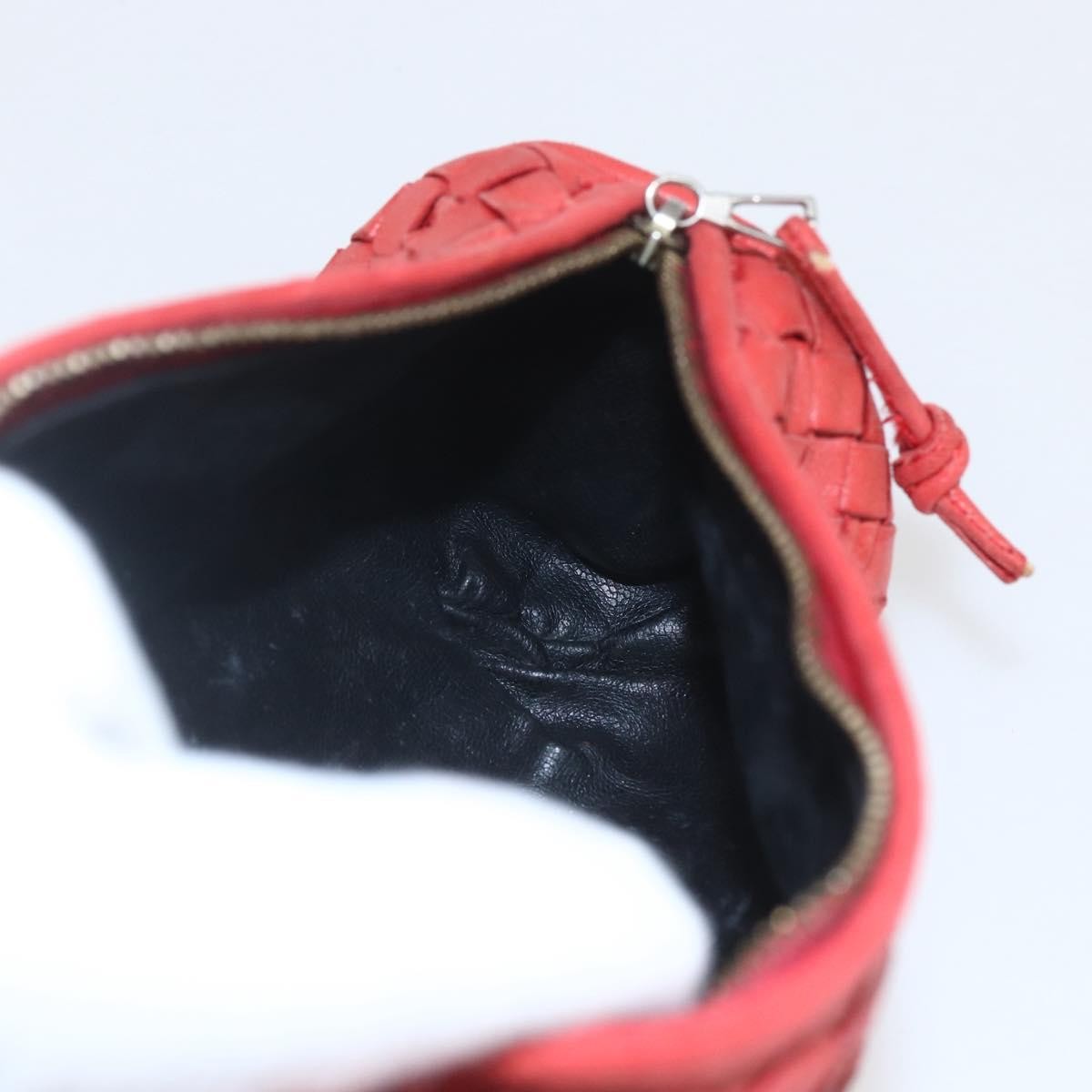 Bottega Veneta Intrecciato Clutch Bag Leather Red Leather Clutche & Pouche Bag (Pre-Owned)