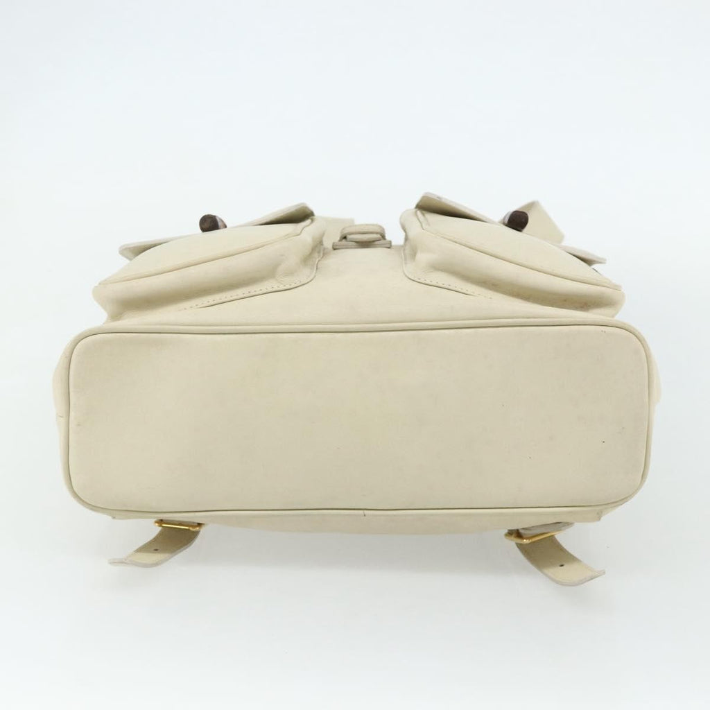 Gucci Vintage Bamboo Backpack Leather White Leather Backpack Bag (Pre-Owned)