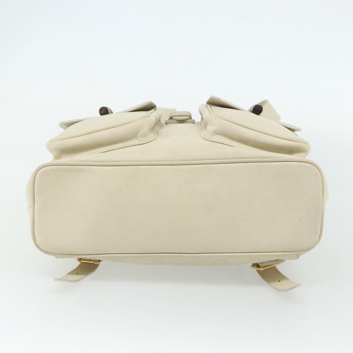 Gucci Vintage Bamboo Backpack Leather White Leather Backpack Bag (Pre-Owned)