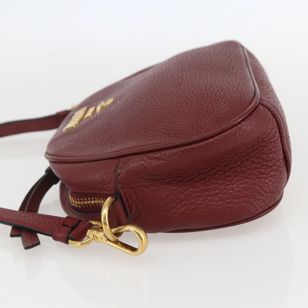 Prada Dual Strap Crossbody Bag Vitello Daino Burgundy Leather Shoulder Bag Bag (Pre-Owned)