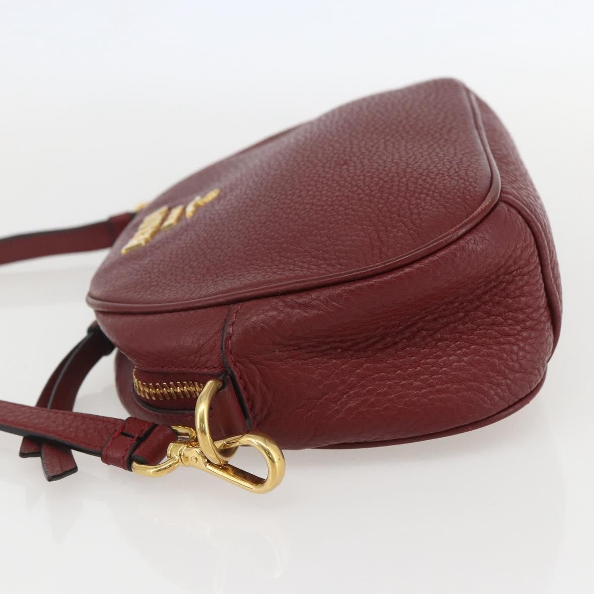 Prada Dual Strap Crossbody Bag Vitello Daino Burgundy Leather Shoulder Bag Bag (Pre-Owned)