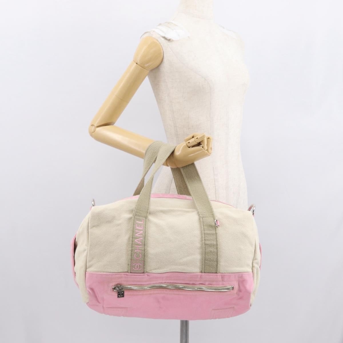 Chanel Sport Line Boston Ba Canvas Pink Canvas Travel Bag Bag (Pre-Owned)