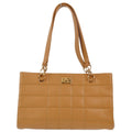 Chanel Vintage Chocolate Bar Zip Around Tote Quilted Calfskin Beige Leather Tote Bag Bag (Pre-Owned)