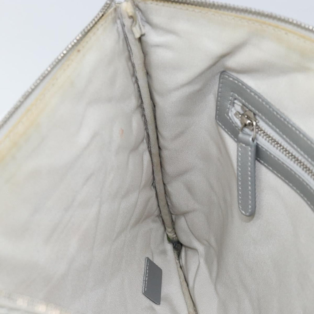 Chanel O Case Clutch Quilted Crumpled Calfskin Silver Leather Clutche & Pouche Bag (Pre-Owned)