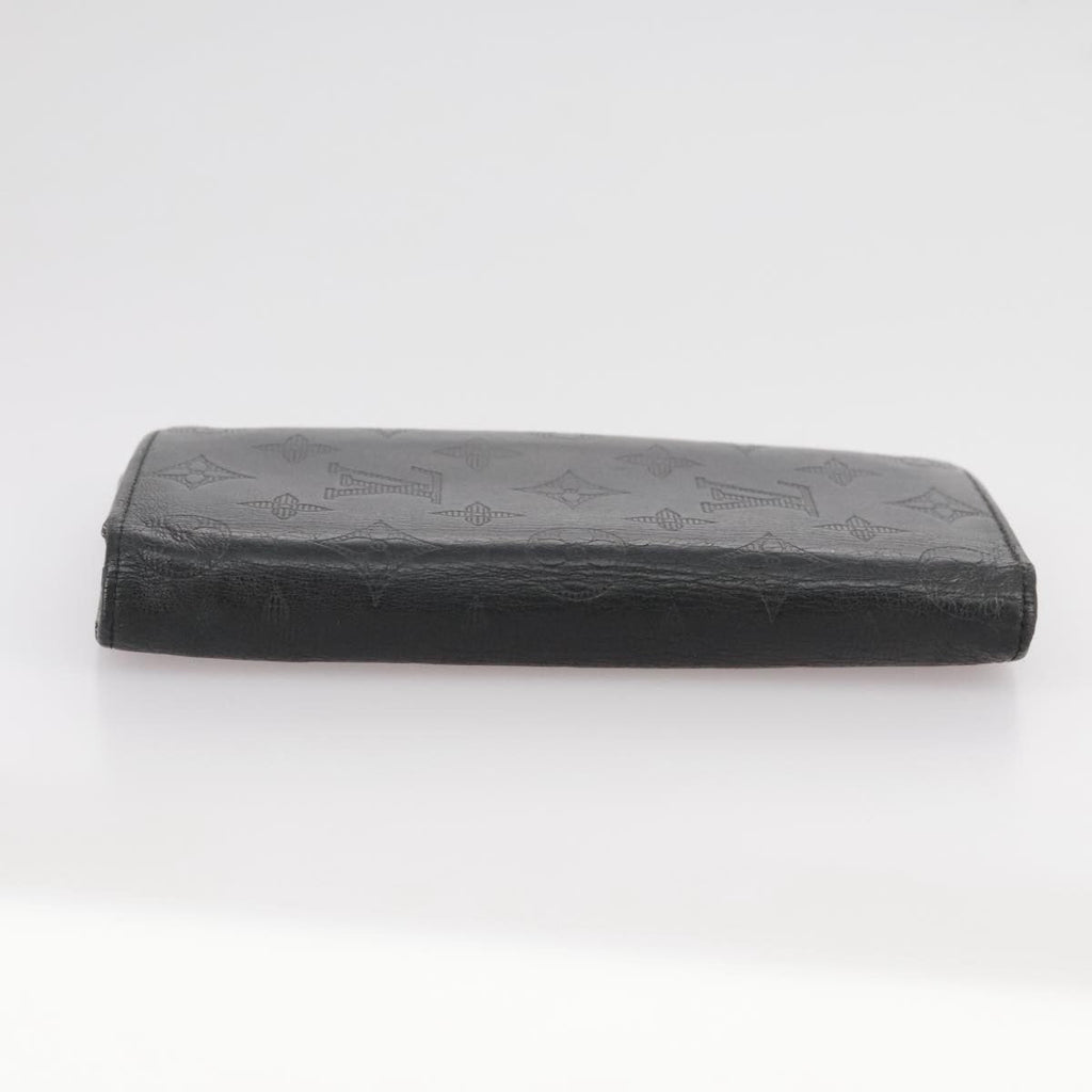 Louis Vuitton Brazza Long Bifold Wallet Monogram Shadow Black Leather Wallets Accessory (Pre-Owned)