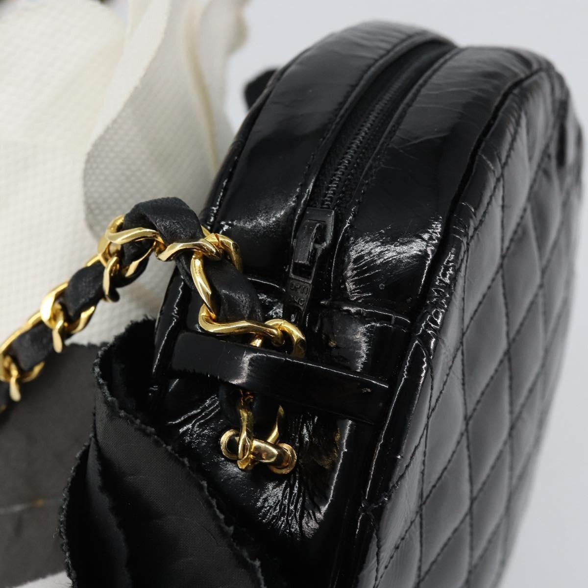 Chanel Vintage Camellia Round Evening Bag Lambskin And Satin Black Patent_Leather Clutche & Pouche Bag (Pre-Owned)