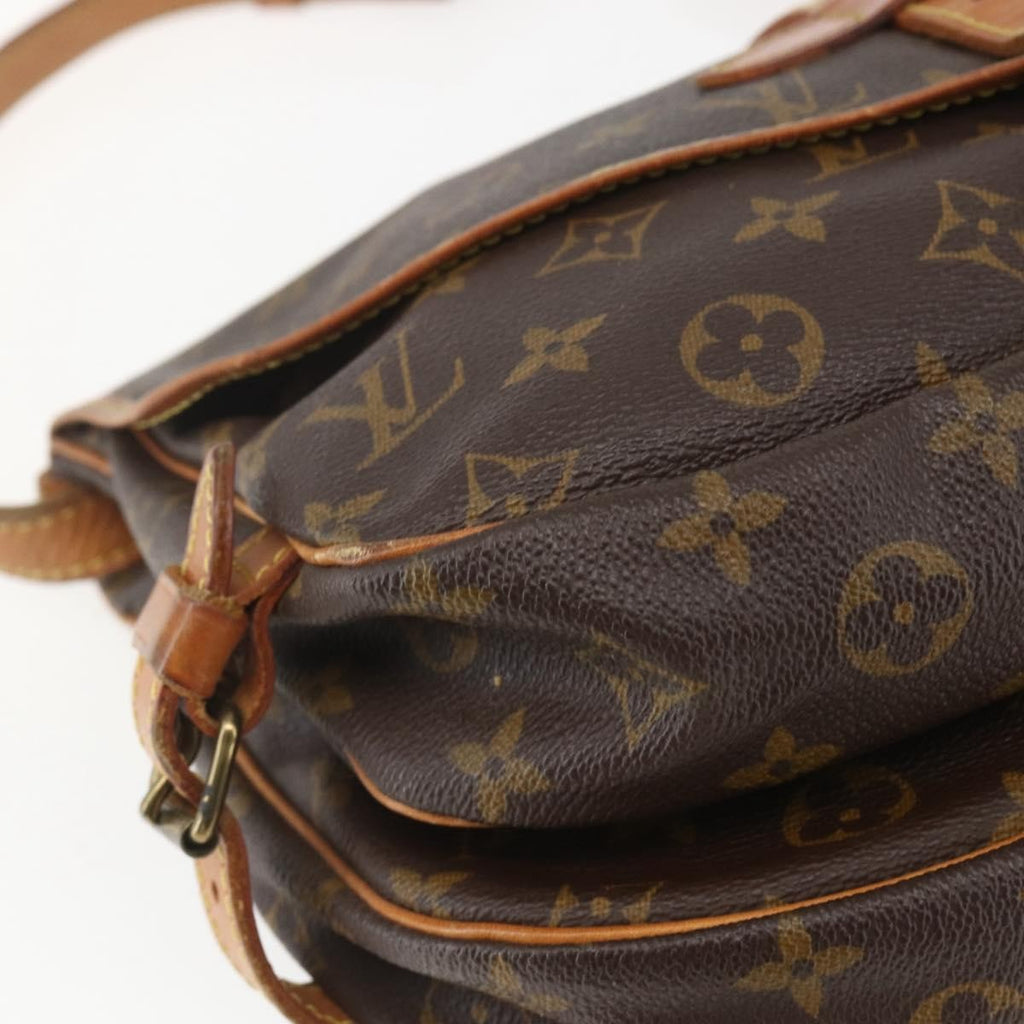 Louis Vuitton Saumur Handbag Monogram Canvas Brown Canvas Shoulder Bag Bag (Pre-Owned)