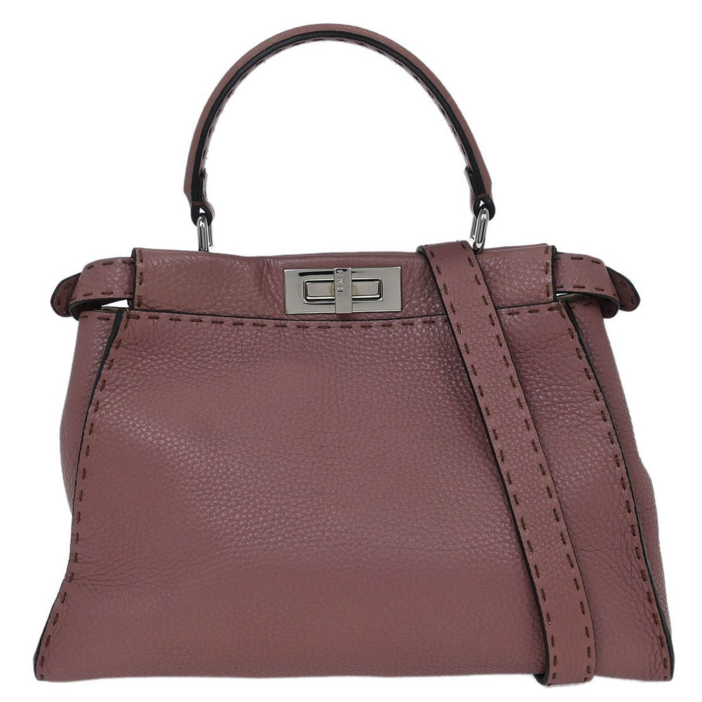 Fendi Selleria Peekaboo Bag Leather Purple Leather Handbag (Pre-Owned)