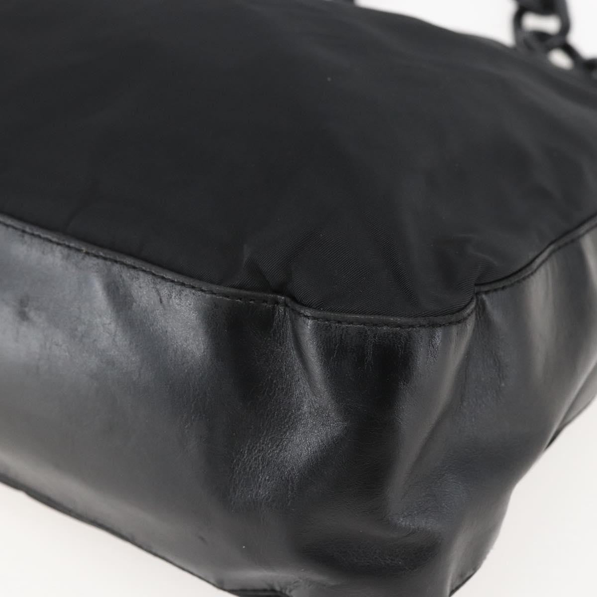 Prada Chain Shoulder Bag Tessuto Black Nylon Shoulder Bag Bag (Pre-Owned)