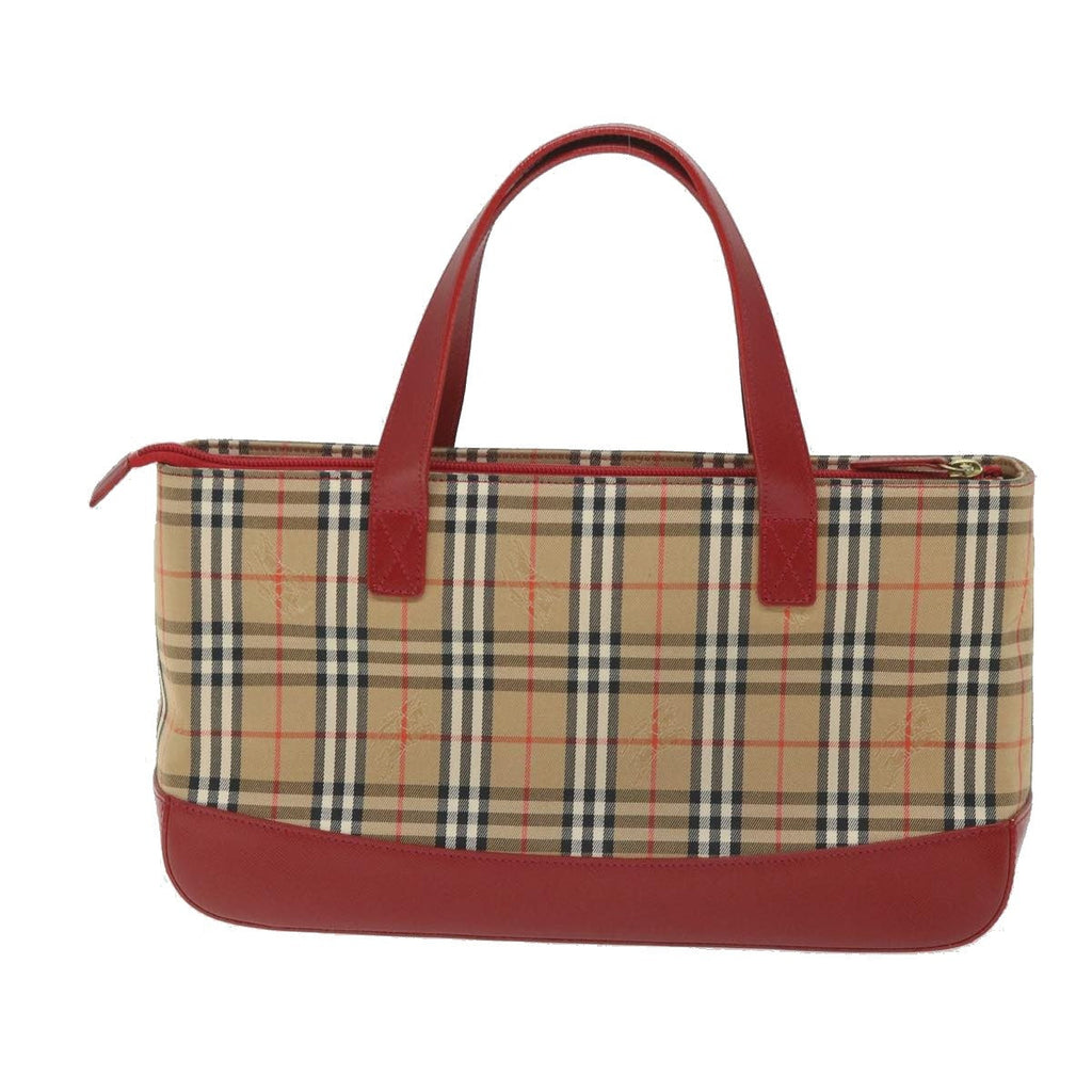 Burberry Nova Check Handbag Leather And Nylon Beige Nylon Handbag (Pre-Owned)