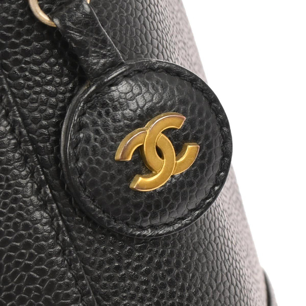 Chanel Vintage Timeless Cosmetic Case Caviar Black Leather Handbag (Pre-Owned)