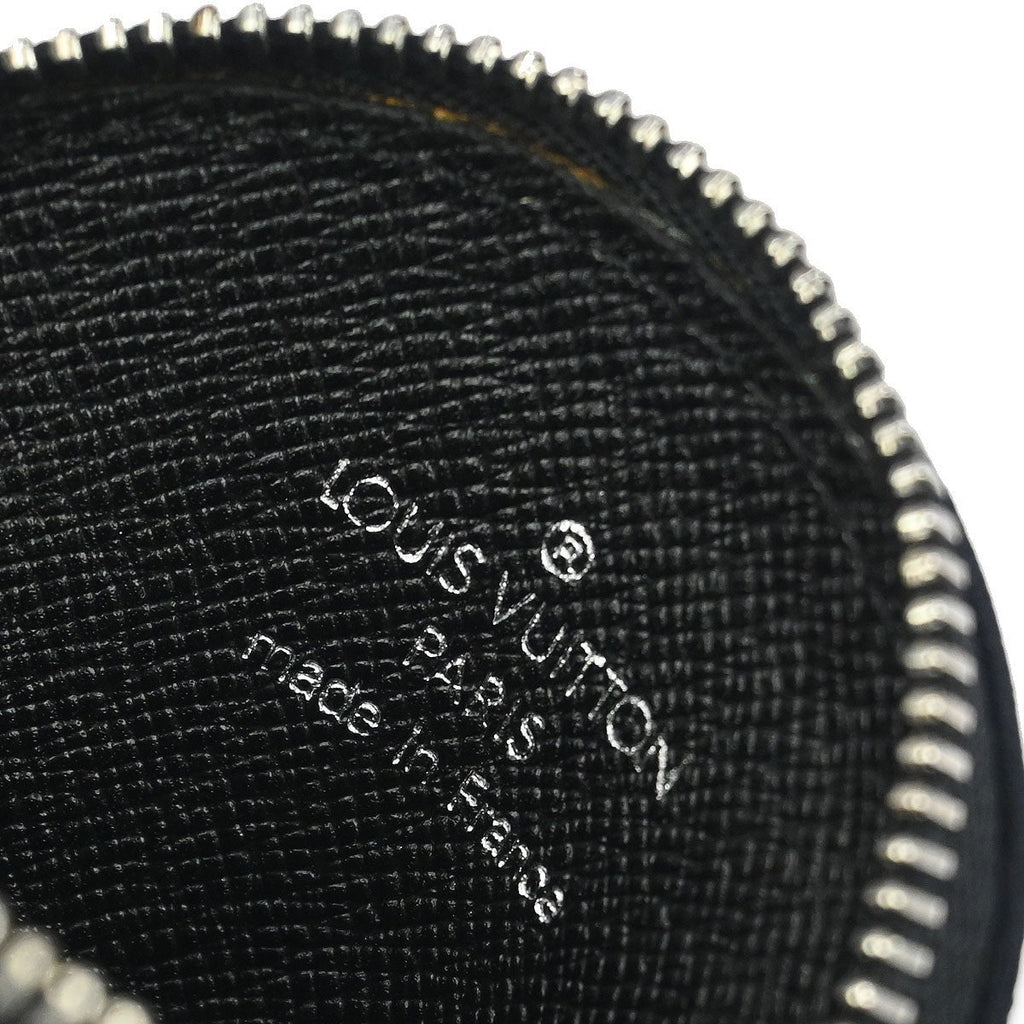 Louis Vuitton Round Coin Purse Limited Edition Monogram Silk Black Leather Wallets Accessory (Pre-Owned)