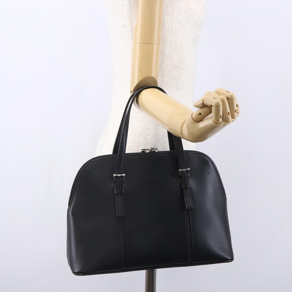 Burberry Vintage Handbag Leather Black Leather Handbag (Pre-Owned)