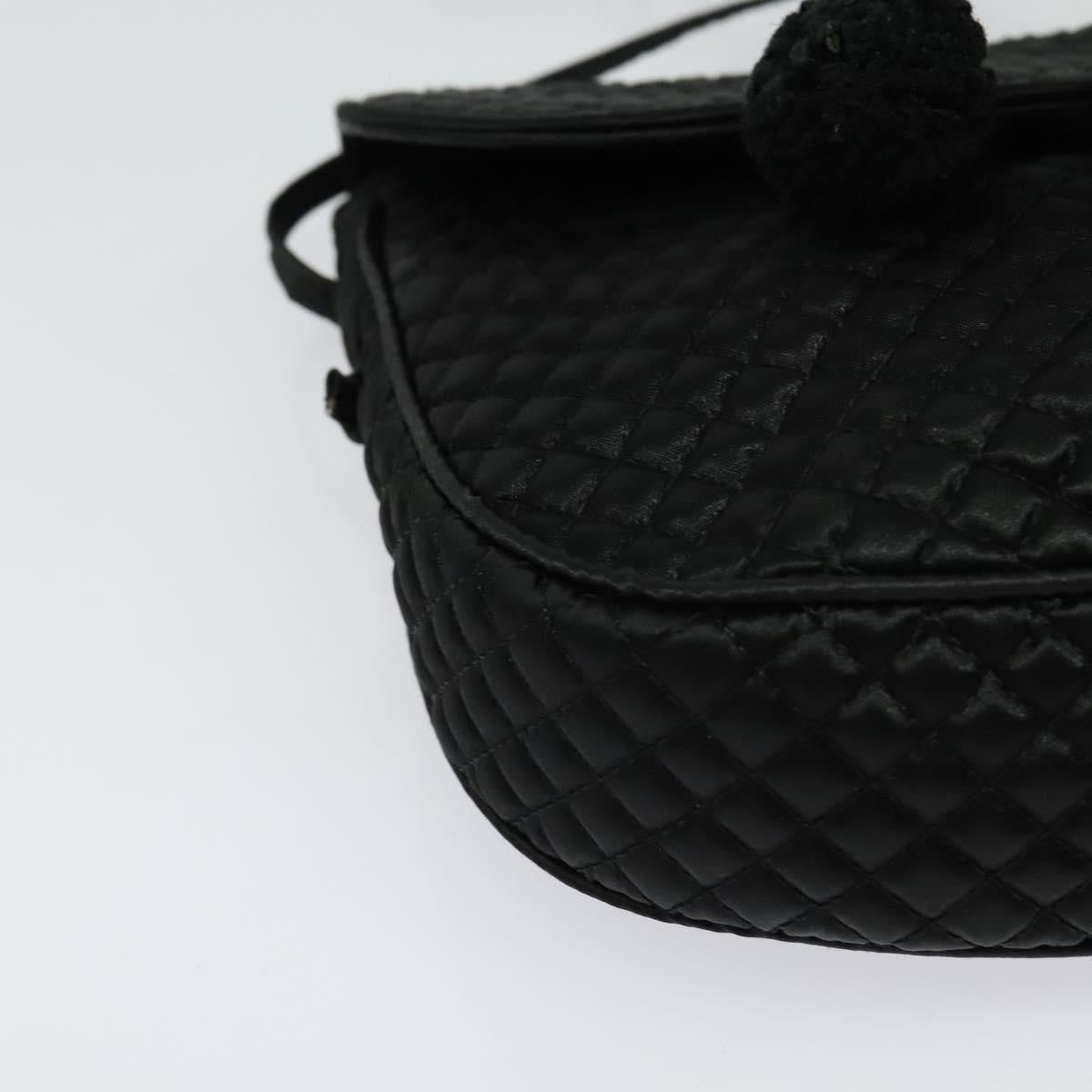 Bottega Veneta Intrecciato Clutch Bag Calfskin Black Satin Shoulder Bag Bag (Pre-Owned)