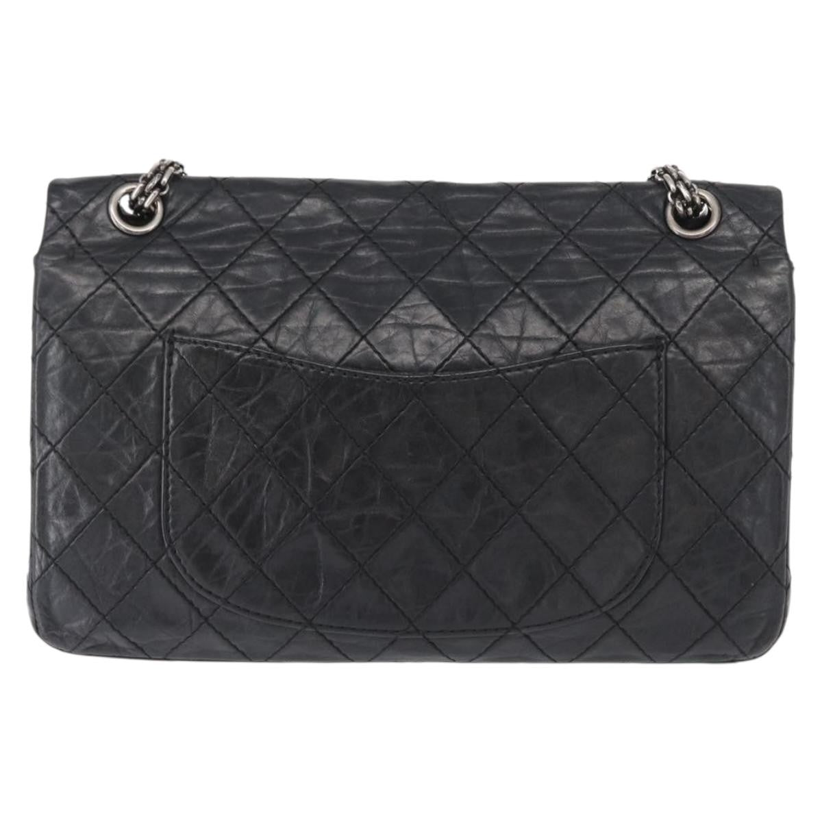 Chanel Reissue 2.55 Flap Bag Quilted Aged Calfskin Black Leather Shoulder Bag Bag (Pre-Owned)