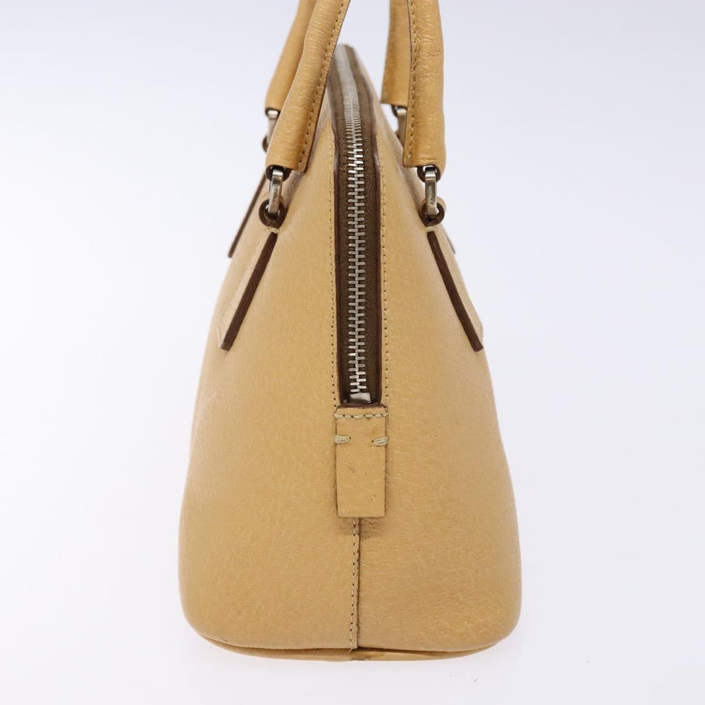 Prada Cuir Promenade Bag Saffiano Leather Beige Leather Handbag (Pre-Owned)