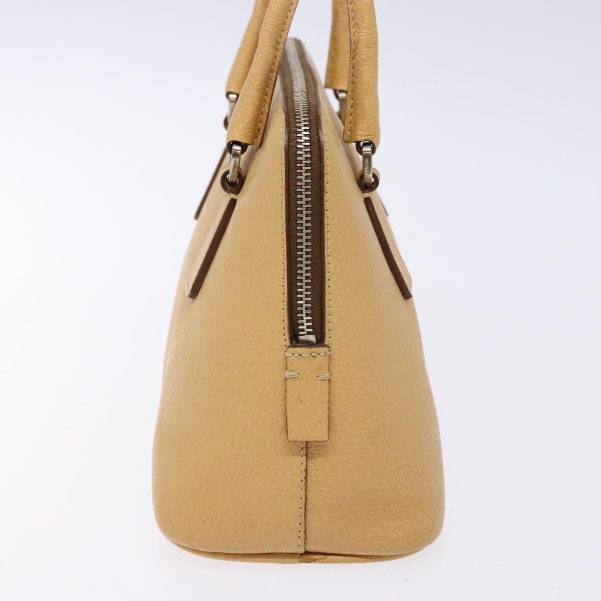 Prada Cuir Promenade Bag Saffiano Leather Beige Leather Handbag (Pre-Owned)