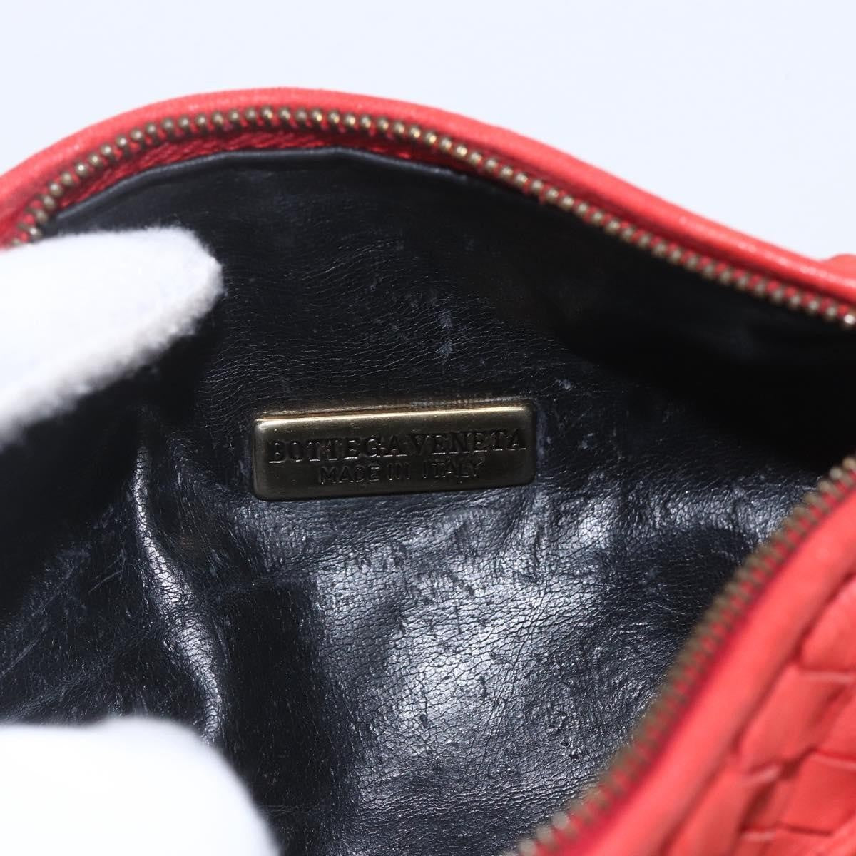 Bottega Veneta Intrecciato Clutch Bag Leather Red Leather Clutche & Pouche Bag (Pre-Owned)