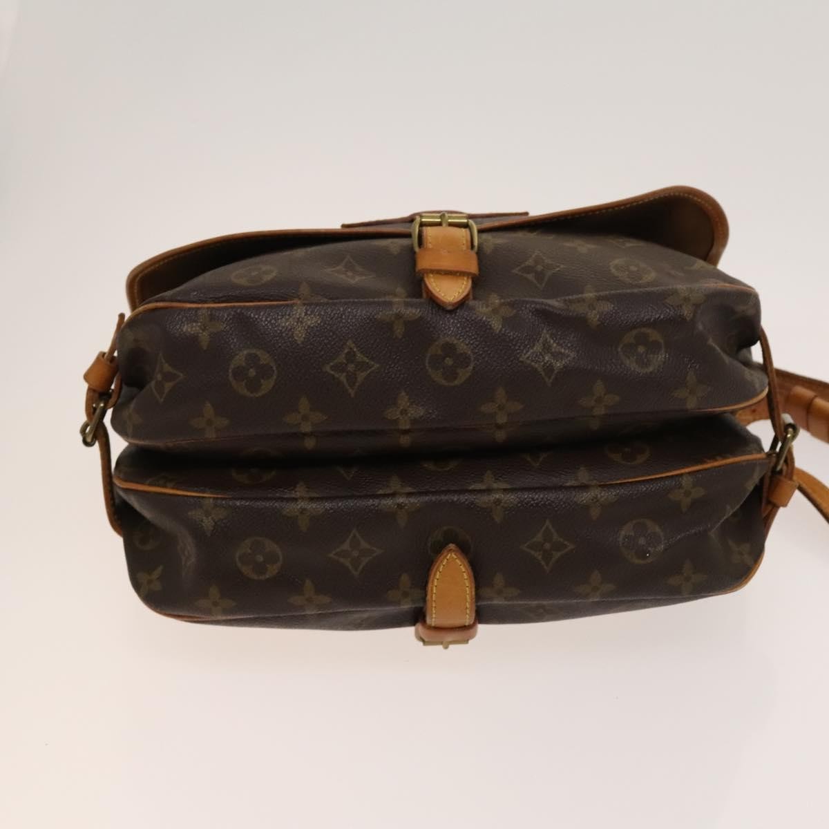 Louis Vuitton Saumur Handbag Monogram Canvas Brown Canvas Shoulder Bag Bag (Pre-Owned)