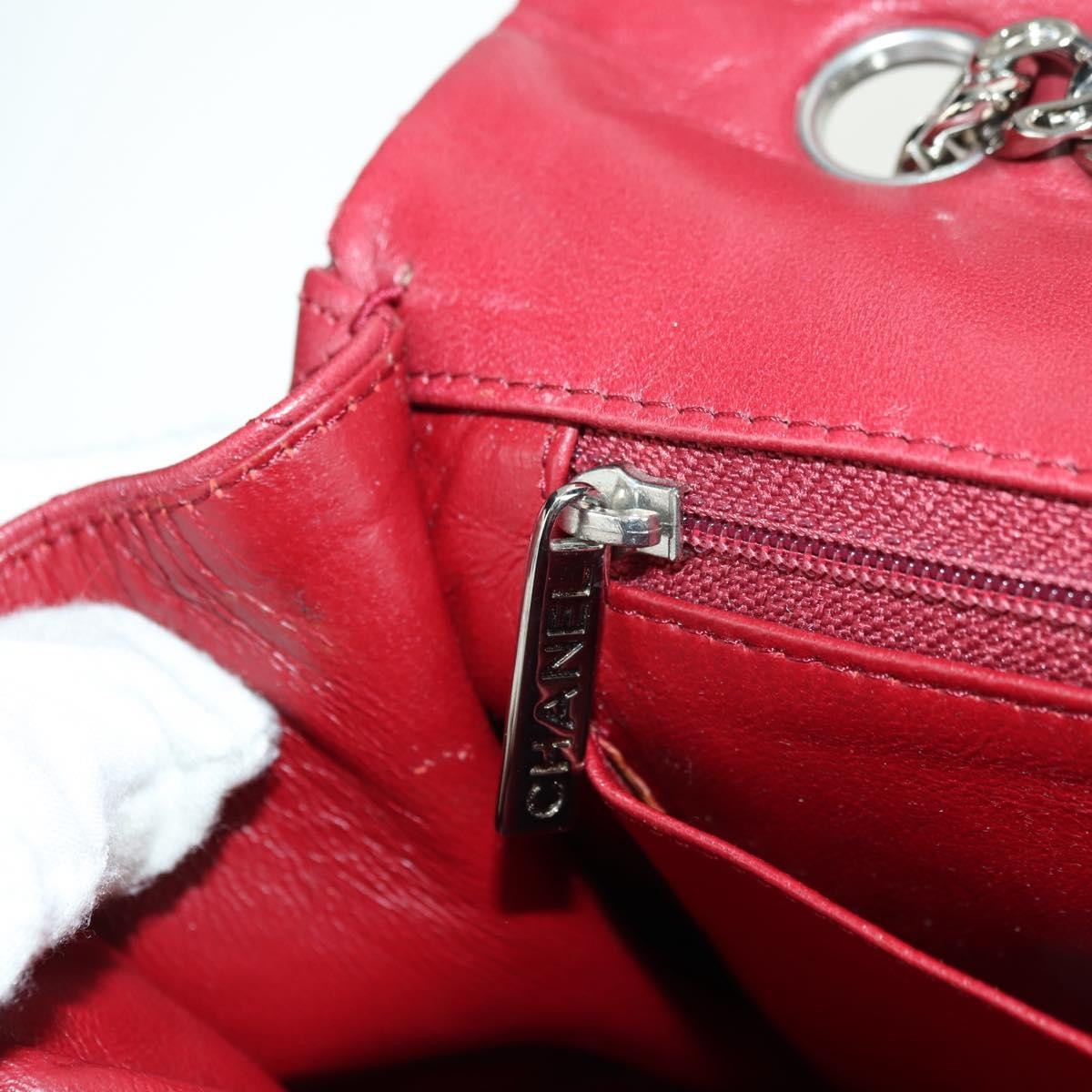 Chanel Classic Single Flap Bag Quilted Lambskin Red Leather Shoulder Bag Bag (Pre-Owned)