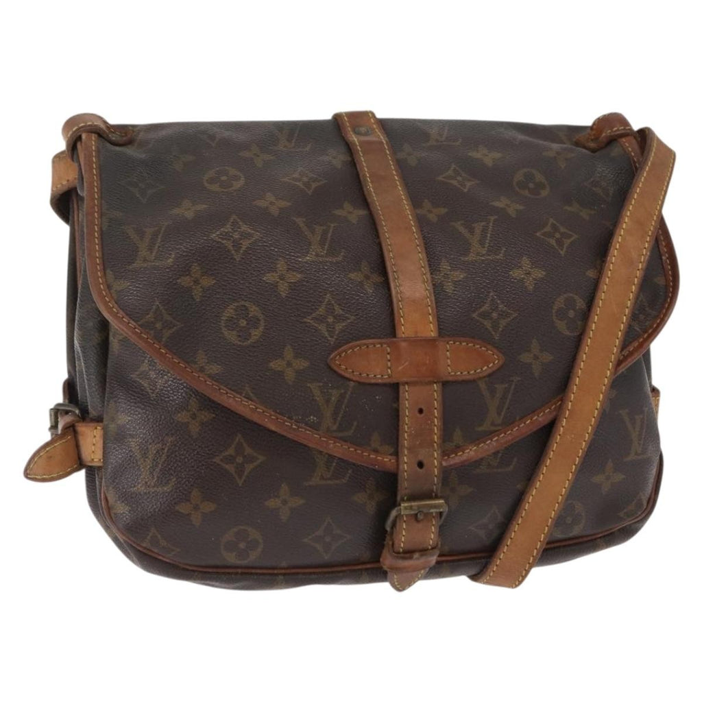 Louis Vuitton Saumur Handbag Monogram Canvas Brown Canvas Shoulder Bag Bag (Pre-Owned)