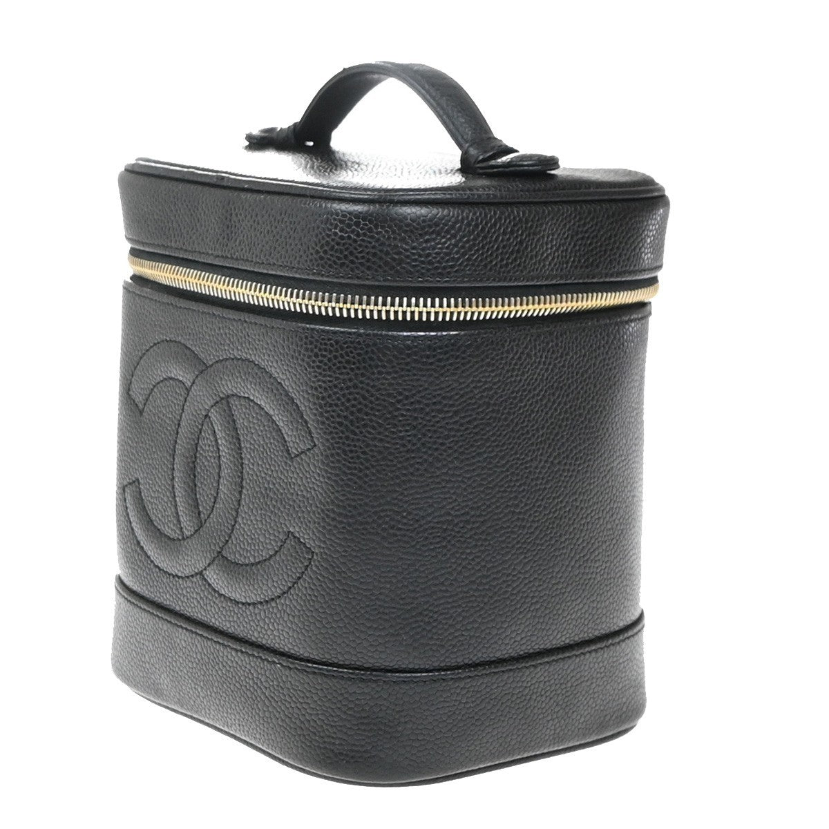 Chanel Vintage Timeless Cosmetic Case Caviar Black Leather Clutche & Pouche Bag (Pre-Owned)