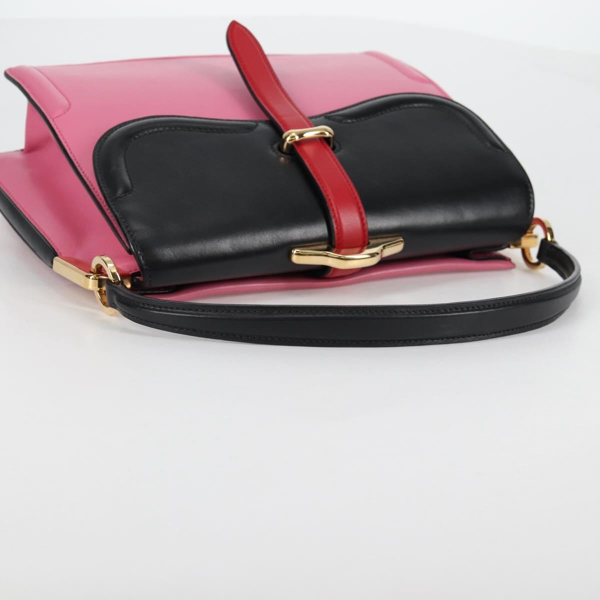 Prada Belle Top Handle Bag City Calf Pink Leather Bag (Pre-Owned)
