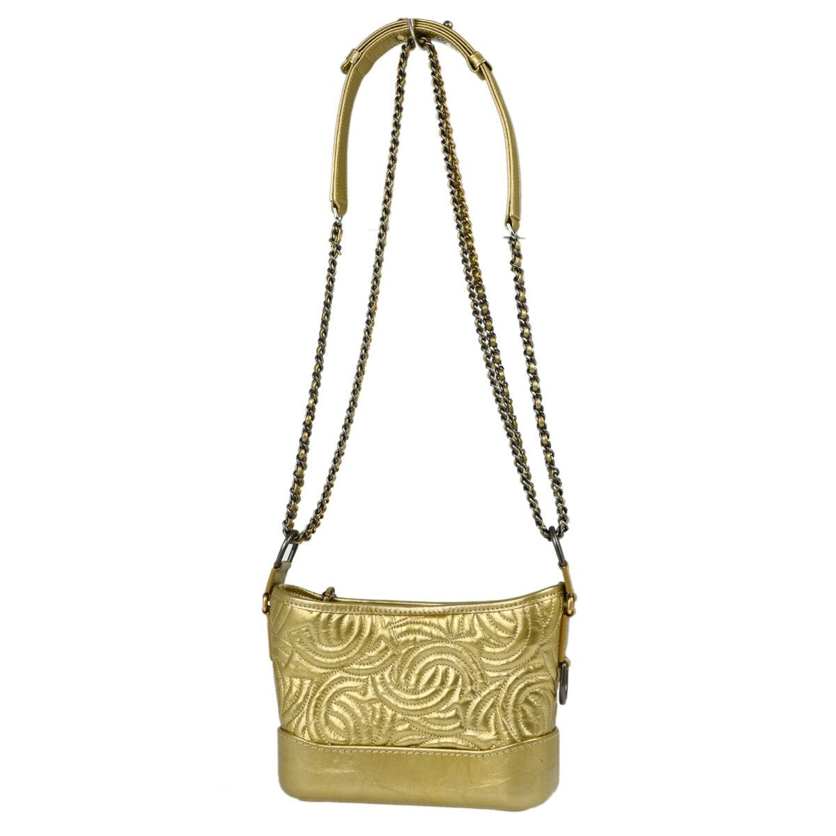 Chanel Gabrielle Hobo Quilted Metallic Aged Calfskin Gold Leather Shoulder Bag Bag (Pre-Owned)