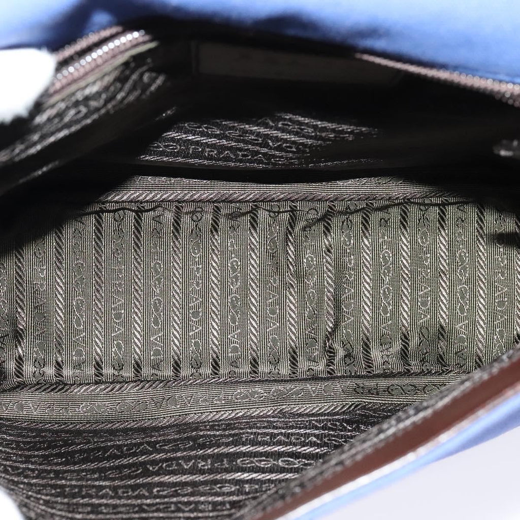 Prada Impunturato Buckle Flap Messenger Bag Canvas Blue Canvas Shoulder Bag Bag (Pre-Owned)