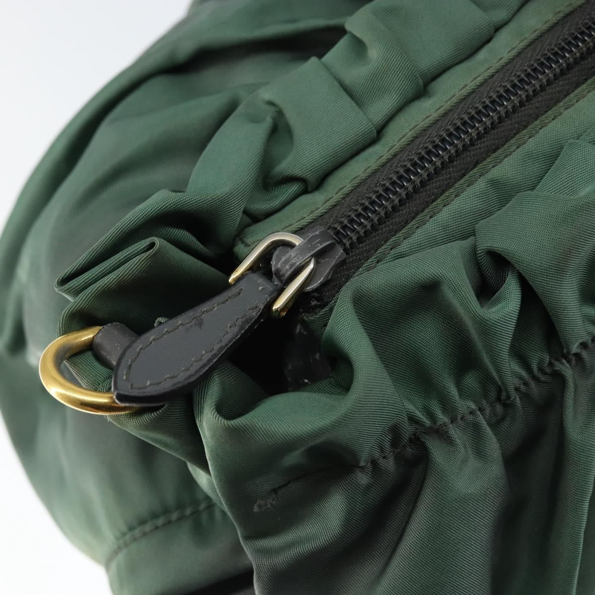 Prada Convertible Bow Tote Tessuto Green Nylon Handbag (Pre-Owned)