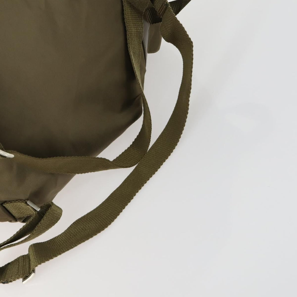 Prada Vela Double Front Pocket Backpack Tessuto With Saffiano Leather Khaki Nylon Backpack Bag (Pre-Owned)