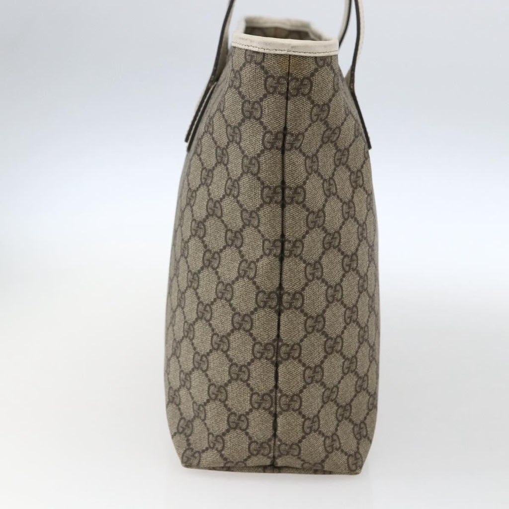 Gucci Plus Tote Gg Coated Canvas With Leather Beige Canvas Tote Bag Bag (Pre-Owned)