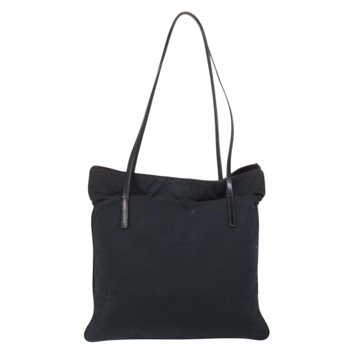 Fendi Zucca Tote Bag Canvas Black Canvas Tote Bag Bag (Pre-Owned)