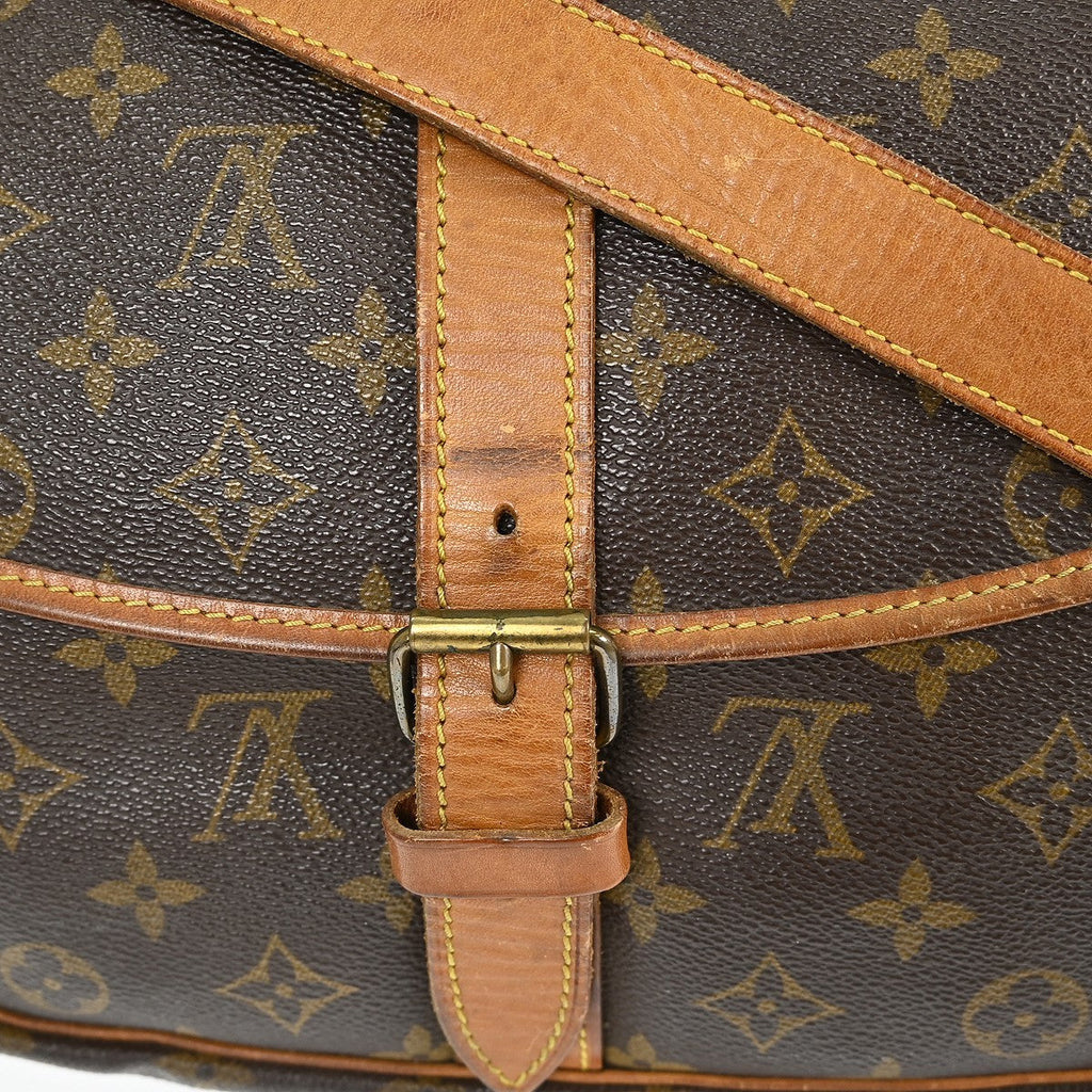 Louis Vuitton Saumur Handbag Monogram Canvas Brown Canvas Shoulder Bag Bag (Pre-Owned)