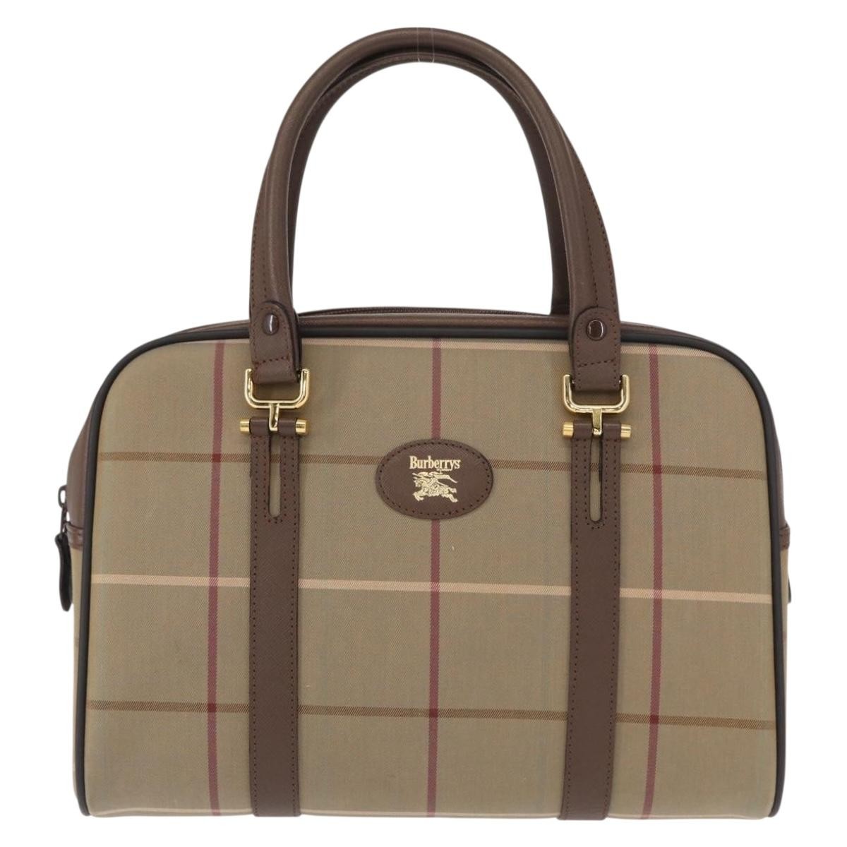 Burberry Nova Check Boston Bag Canvas Beige Canvas Handbag (Pre-Owned)