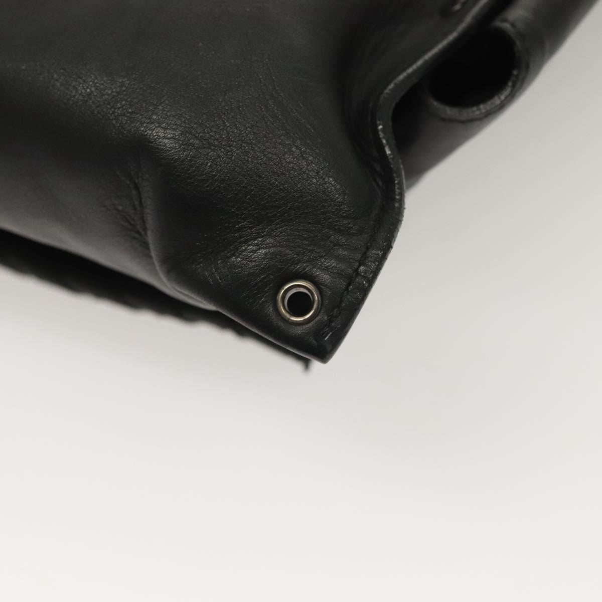 Bottega Veneta Utility Waist Bag Leather With Intrecciato Black Leather Bag (Pre-Owned)