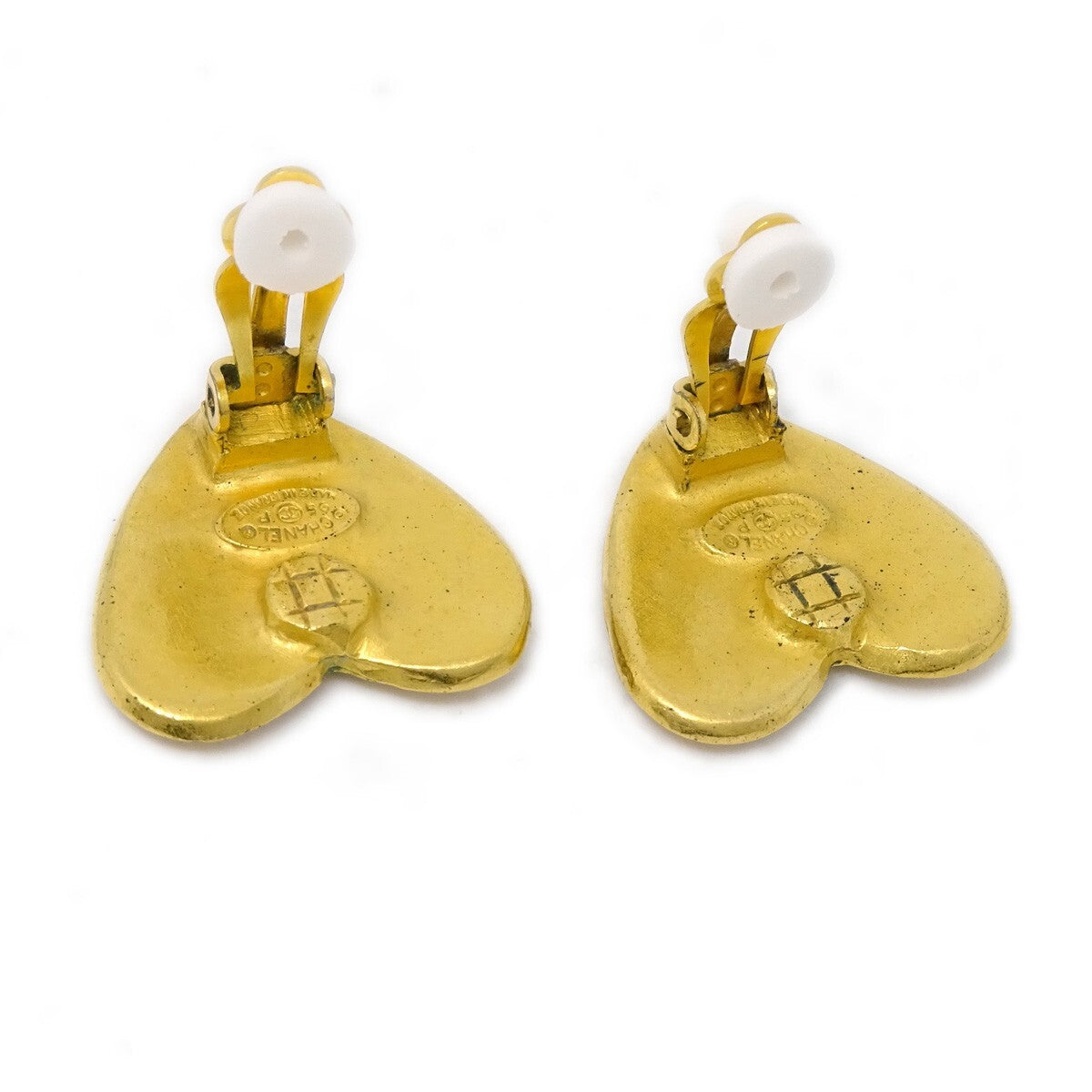 Chanel Vintage Cc Heart Clip-On Earrings Metal Gold Gold_Plated Earrings Jewelry (Pre-Owned)