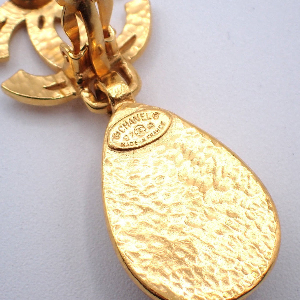 Chanel Cc Teardrop Earrings Metal With Faux Pearl Gold Gold_Plated Earrings Jewelry (Pre-Owned)