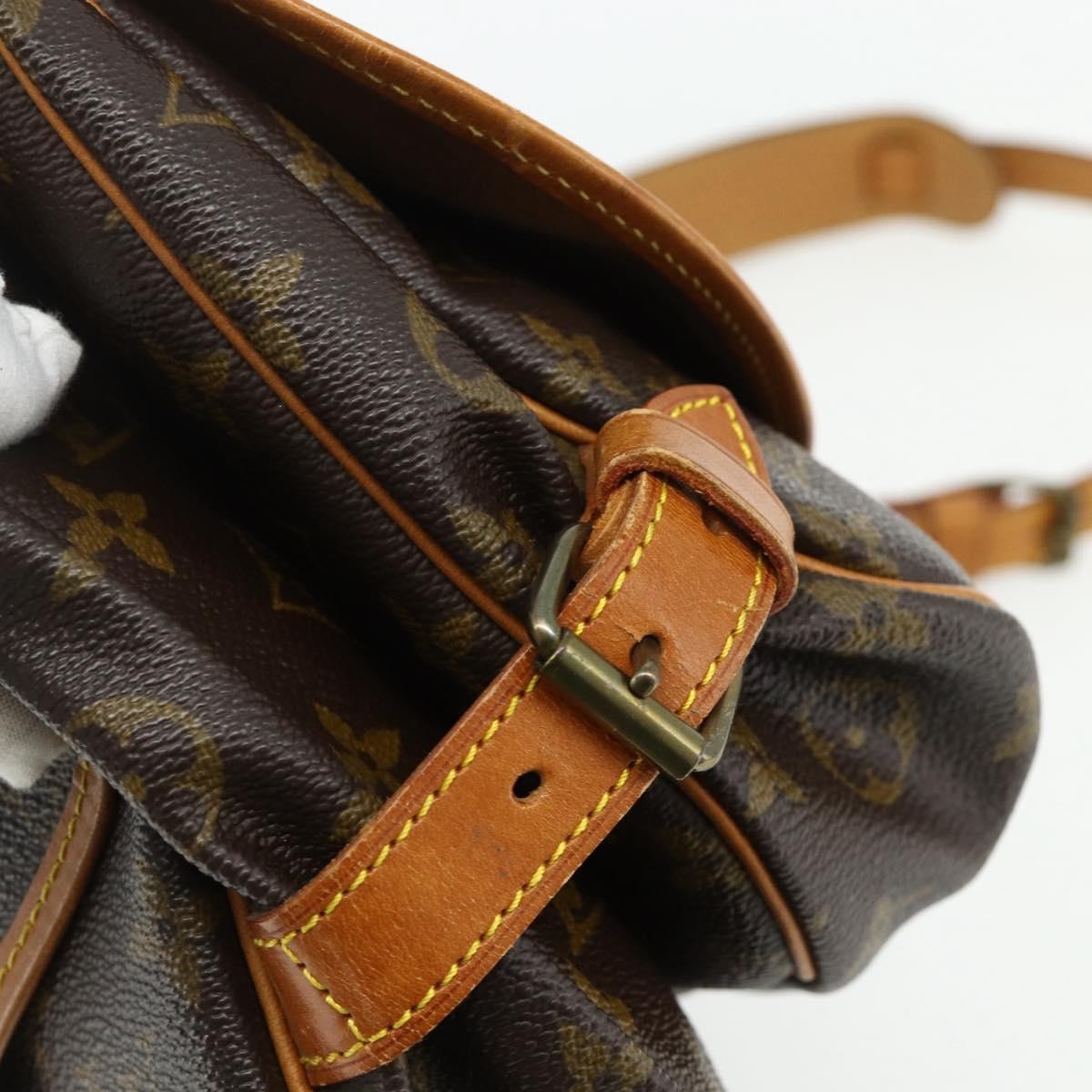 Louis Vuitton Saumur Handbag Monogram Canvas Brown Canvas Shoulder Bag Bag (Pre-Owned)