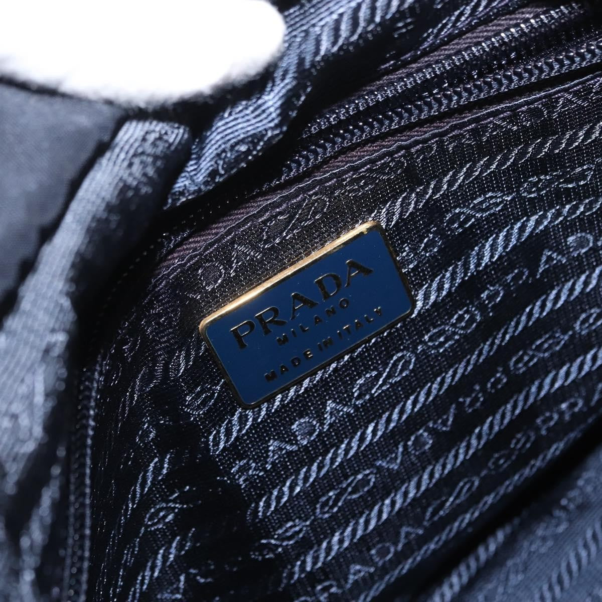 Prada Metal Handles Tote Tessuto Navy Nylon Tote Bag Bag (Pre-Owned)