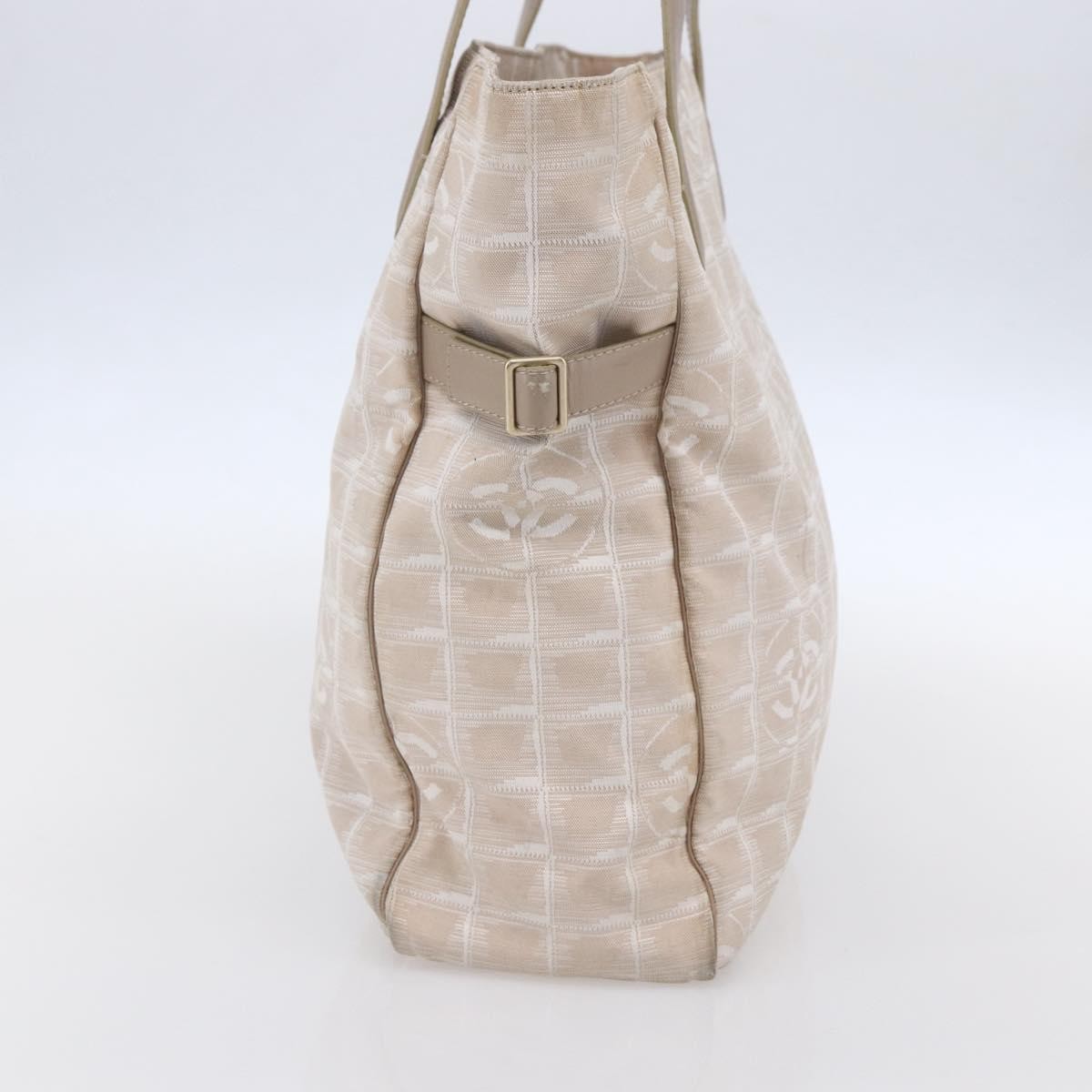 Chanel Travel Line Tote Nylon Beige Nylon Tote Bag Bag (Pre-Owned)