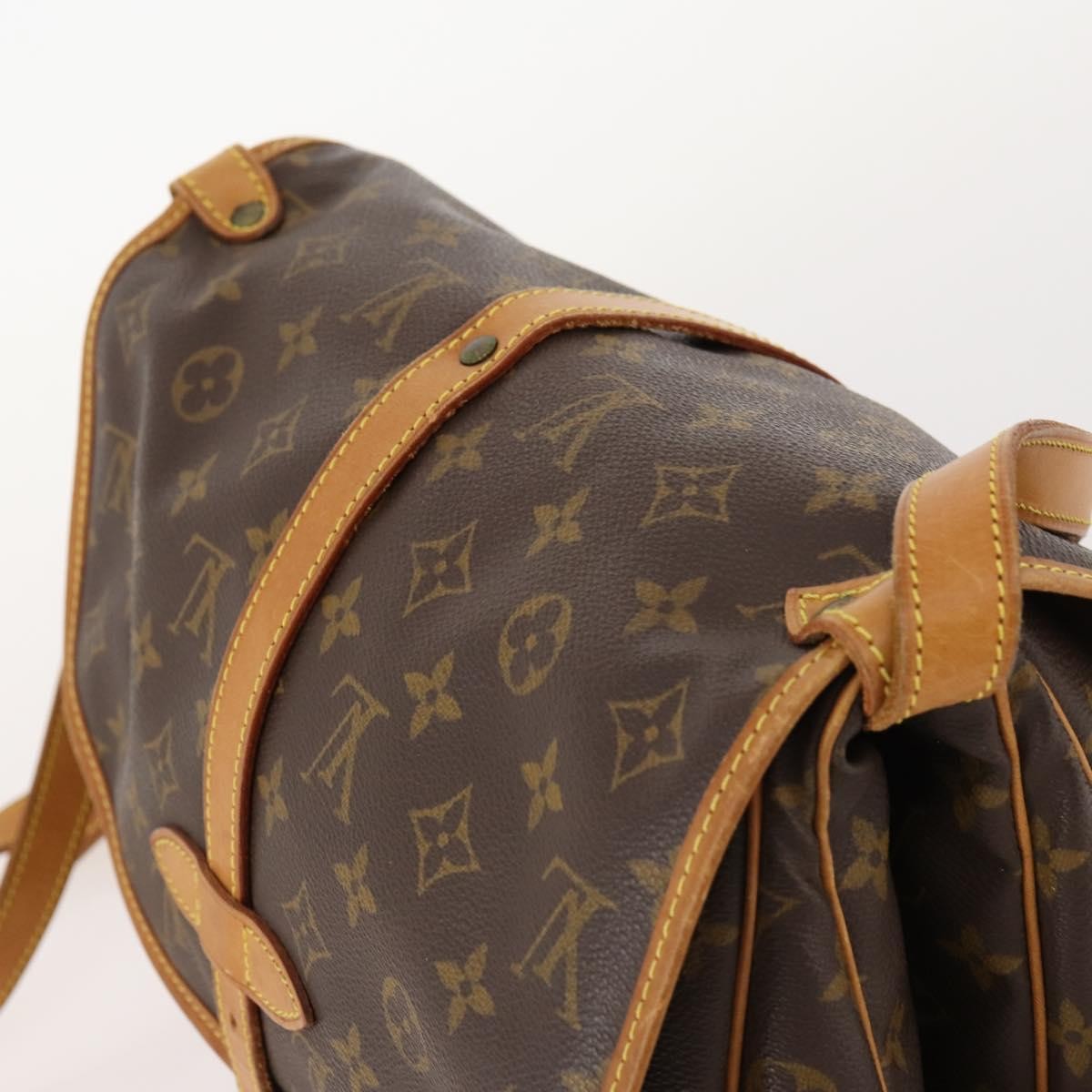 Louis Vuitton Saumur Handbag Monogram Canvas Brown Canvas Shoulder Bag Bag (Pre-Owned)