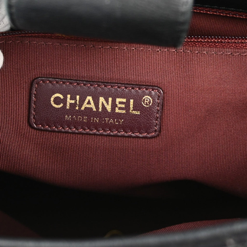 Chanel Gold Bar Tote Quilted Aged Calfskin Black Leather Tote Bag Bag (Pre-Owned)