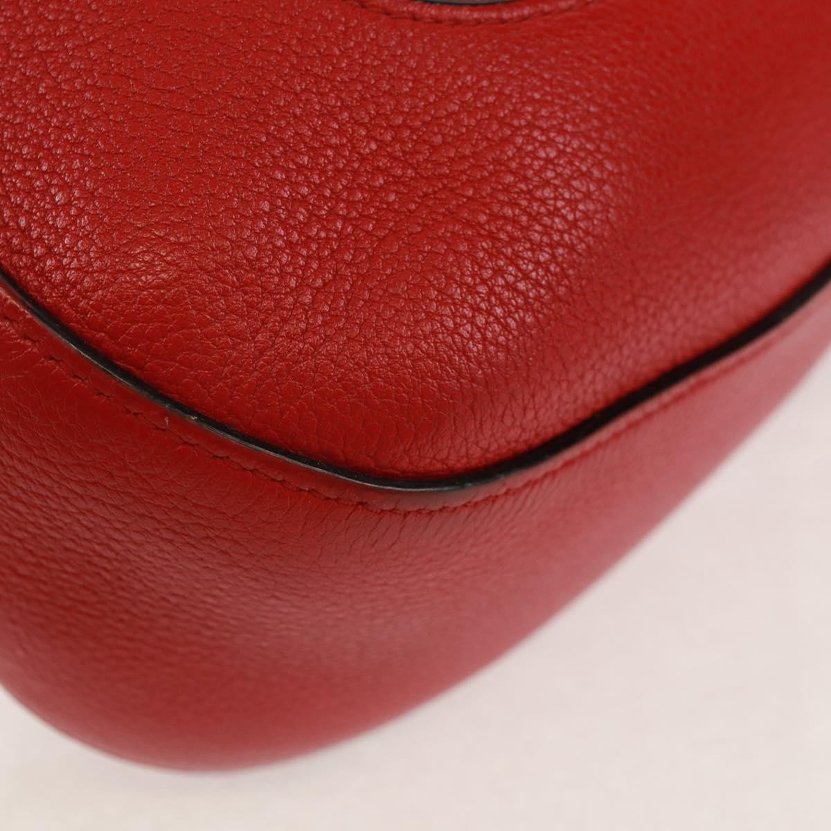 Prada Striped Strap Zip Hobo Vitello Daino Red Leather Shoulder Bag Bag (Pre-Owned)