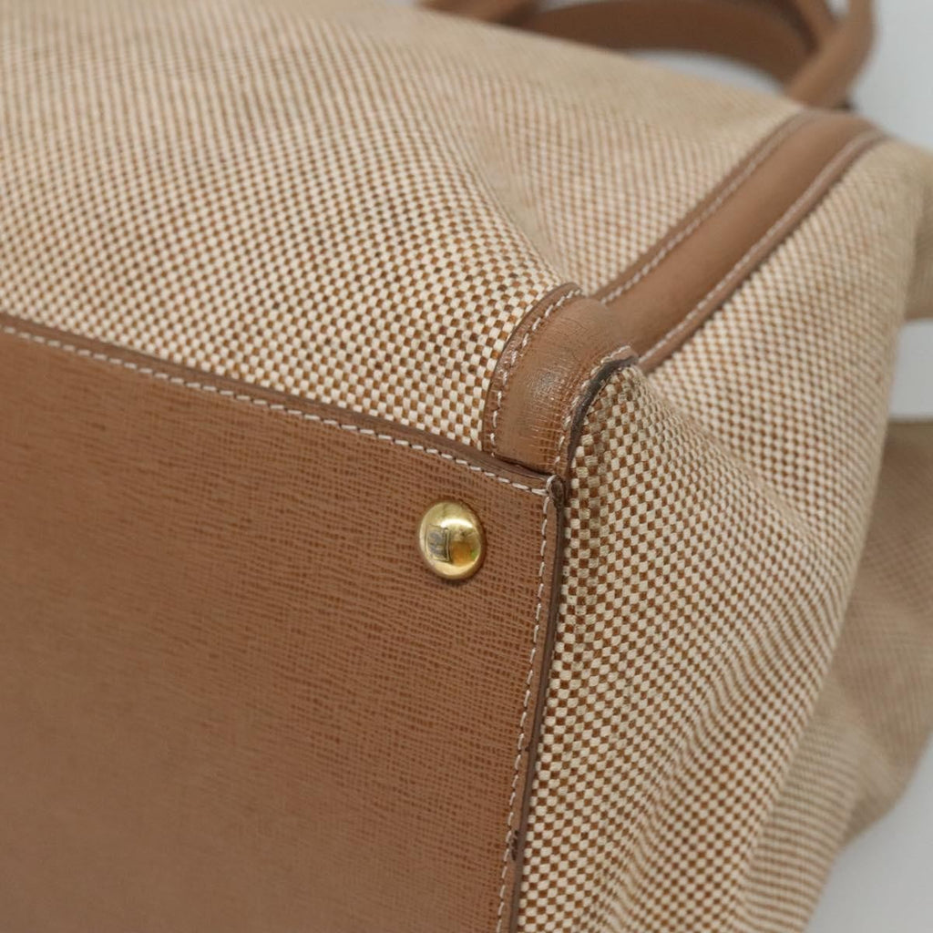 Fendi 2Jours Bag Canvas Beige Canvas Tote Bag Bag (Pre-Owned)