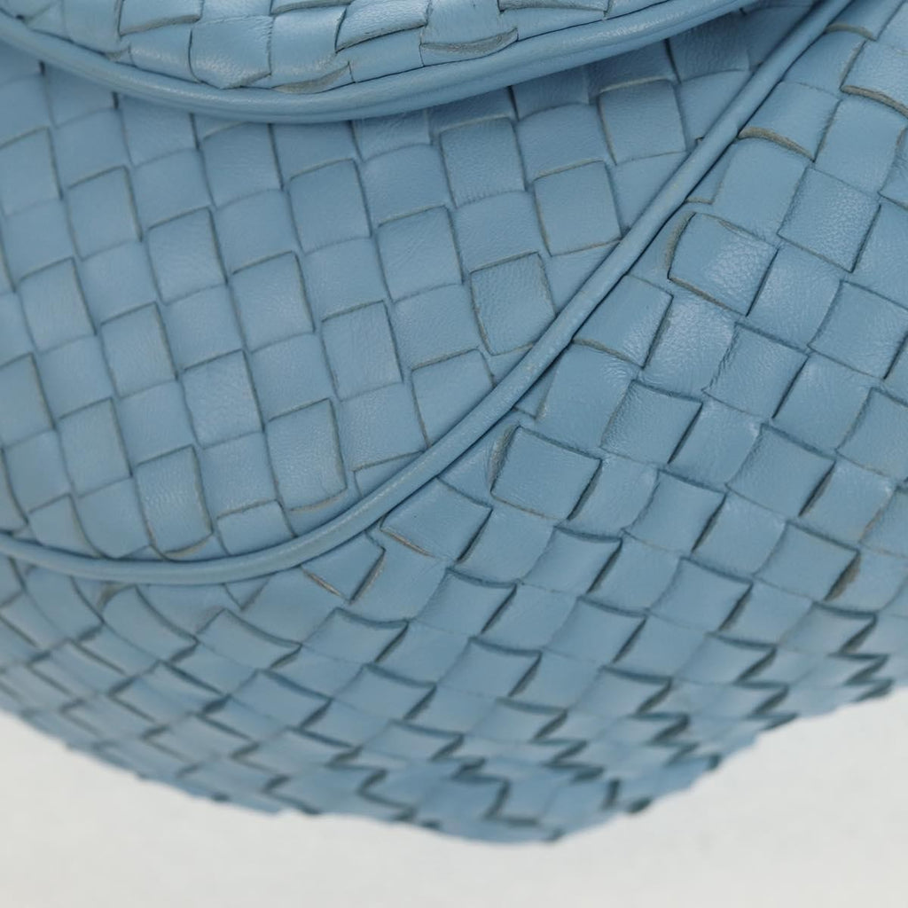 Bottega Veneta Intrecciato Shoulder Bag Leather Blue Leather Shoulder Bag Bag (Pre-Owned)