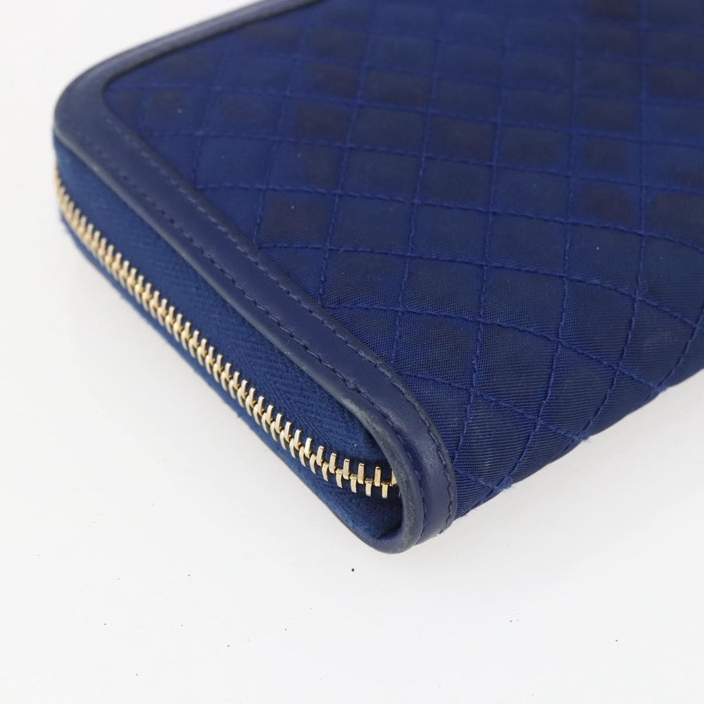 Prada Zip Around Organizer Wallet Saffiano Leather With Applique Blue Leather Wallets Accessory (Pre-Owned)