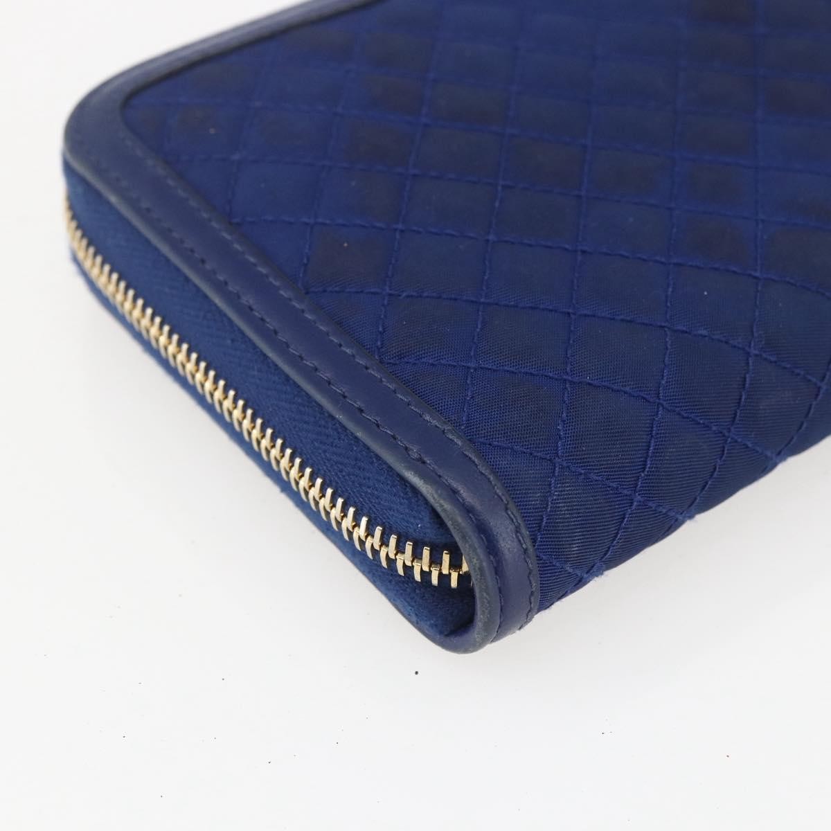Prada Zip Around Organizer Wallet Saffiano Leather With Applique Blue Leather Wallets Accessory (Pre-Owned)