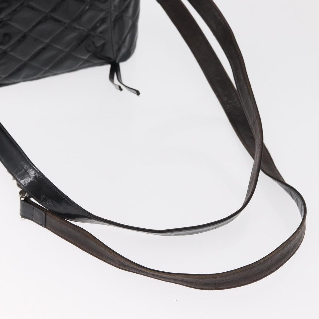 Chanel Vintage Square Flap Backpack Enamel Black Patent_Leather Backpack Bag (Pre-Owned)