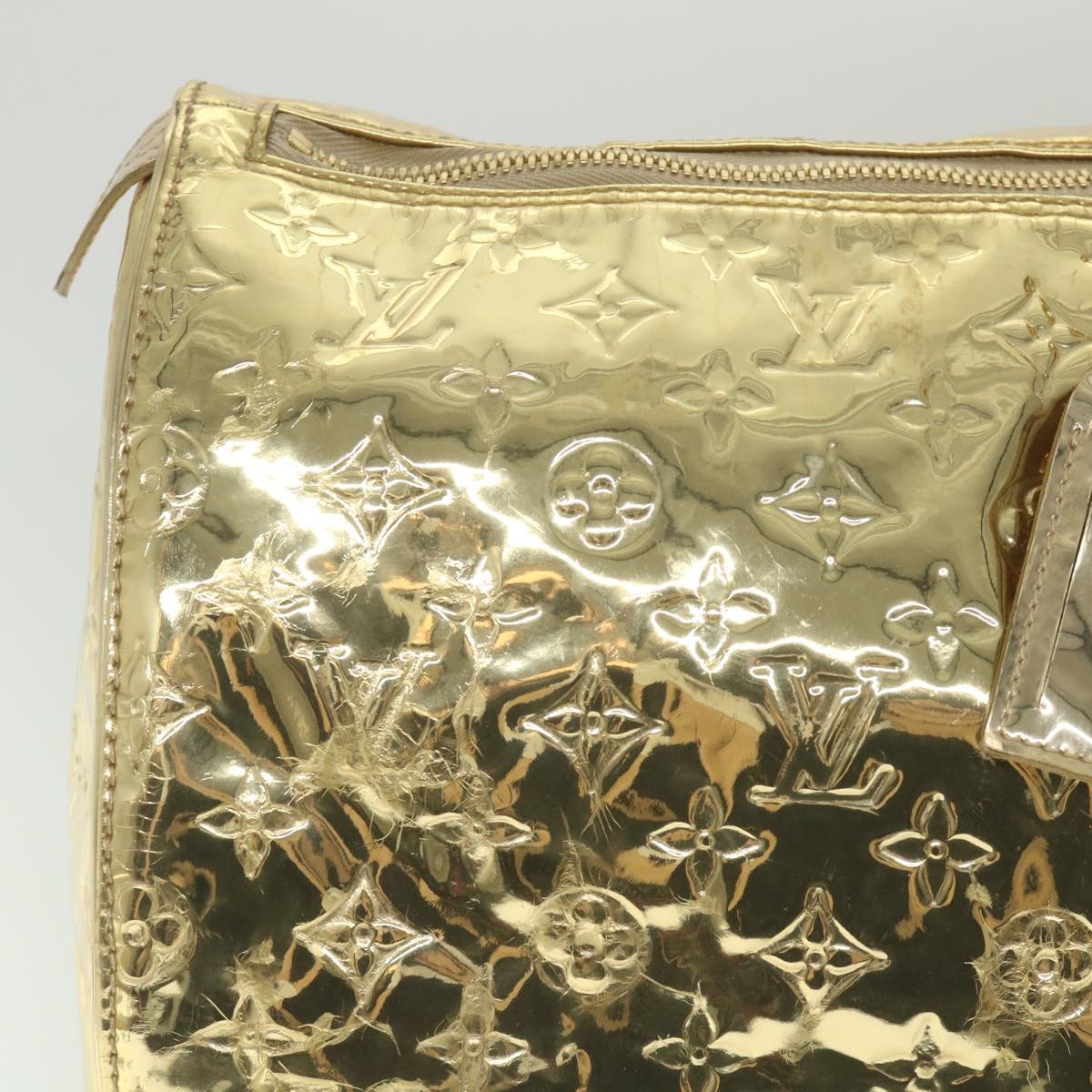 Louis Vuitton Keepall Bag Monogram Miroir Pvc Gold Patent_Leather Travel Bag Bag (Pre-Owned)